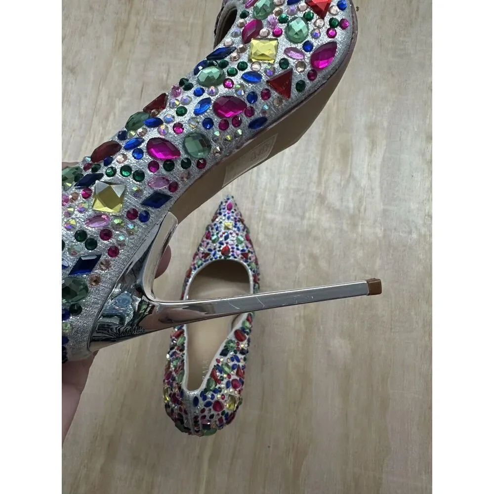 AZALEA WANG Juarez Pointed Toe Pump in Multi Color Size 6‎ Prom Wedding Gems